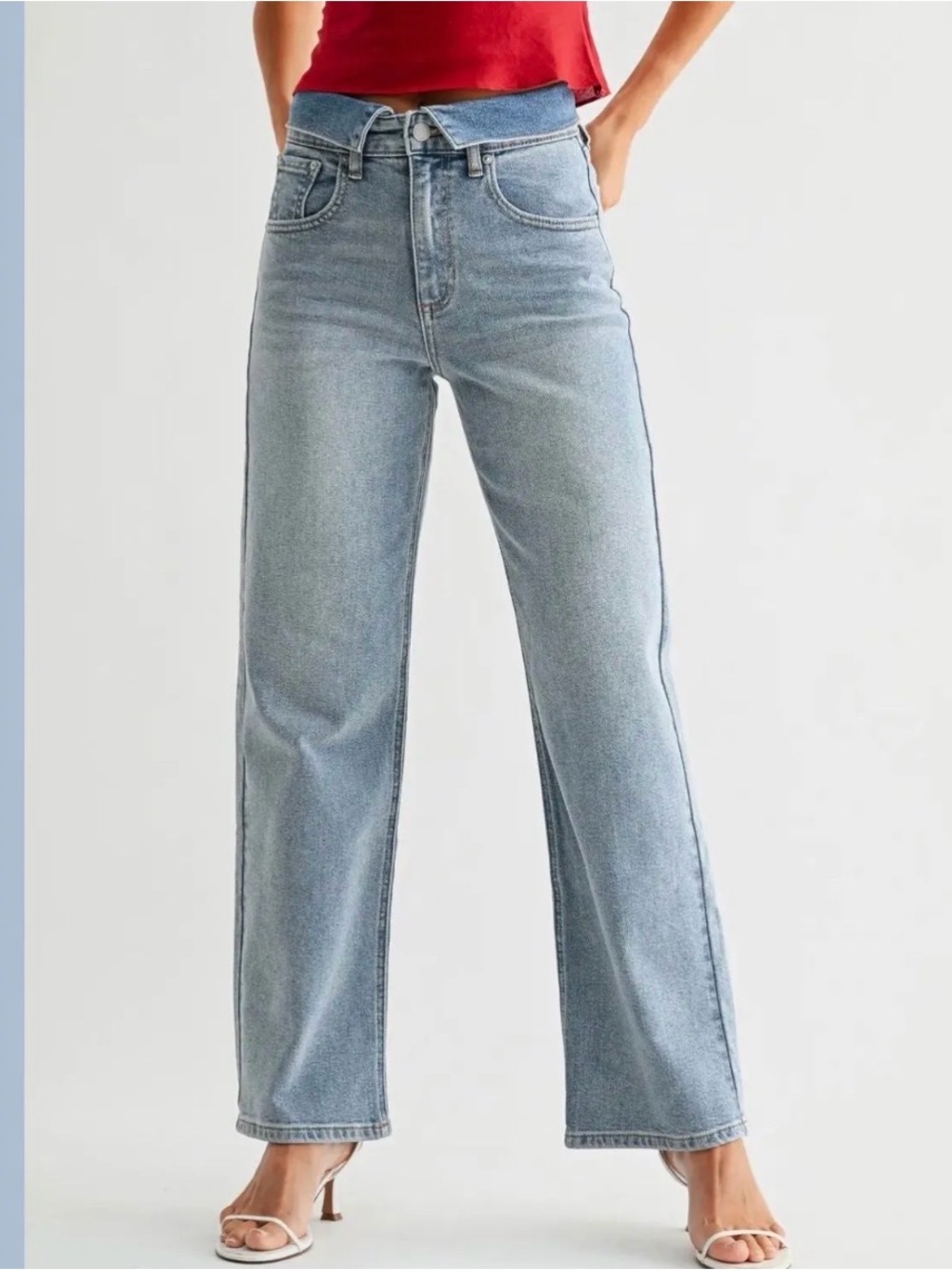 Foldover Waist Jeans